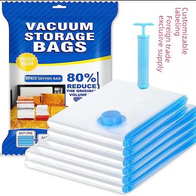 Vacuum Compression Storage Bag for Quilts and Clothing - Transparent with Blue Edge