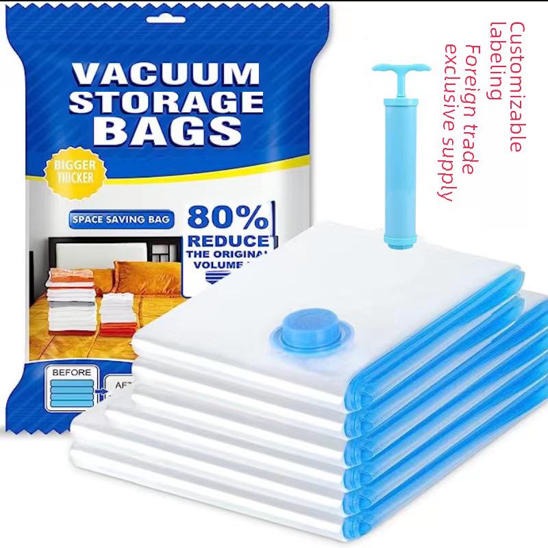 

Vacuum Compression Storage Bag for Quilts and Clothing - Transparent with Blue Edge Thick 40*60cm (S) прозорий