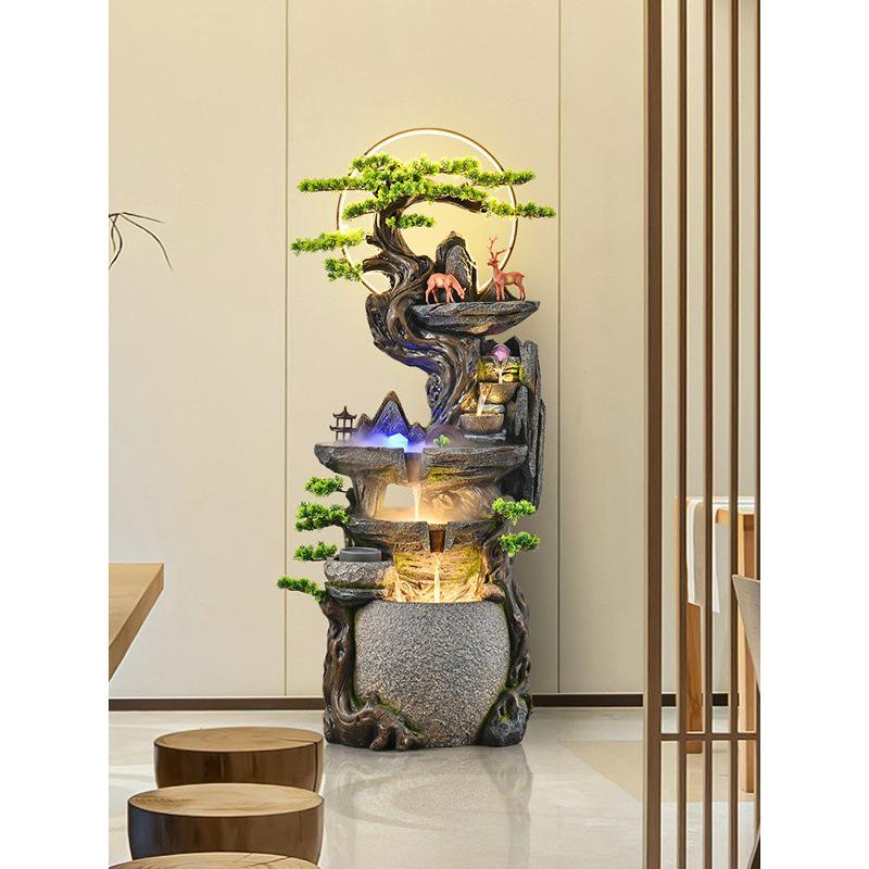Floor-Standing Rockery Water Fountain: Feng Shui Wealth Attraction for Living Rooms and Offices