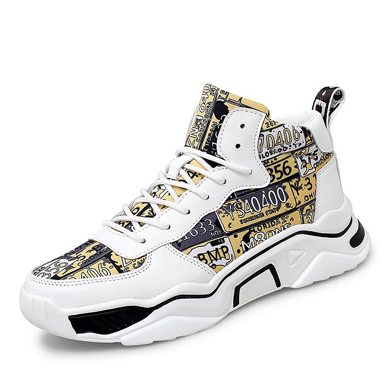 Graffiti Outdoor Trendy Jogging Shoes Men's Running Sneakers Youth Student 2024 Autumn Casual High Top Trainers Zapatiras Hombre