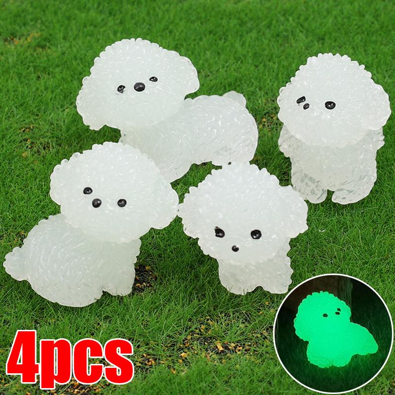 Luminous Cute Puppy Bichon Frise Small Ornaments Car Center Console Lighting Decoration Universal Cars Interior Accessories