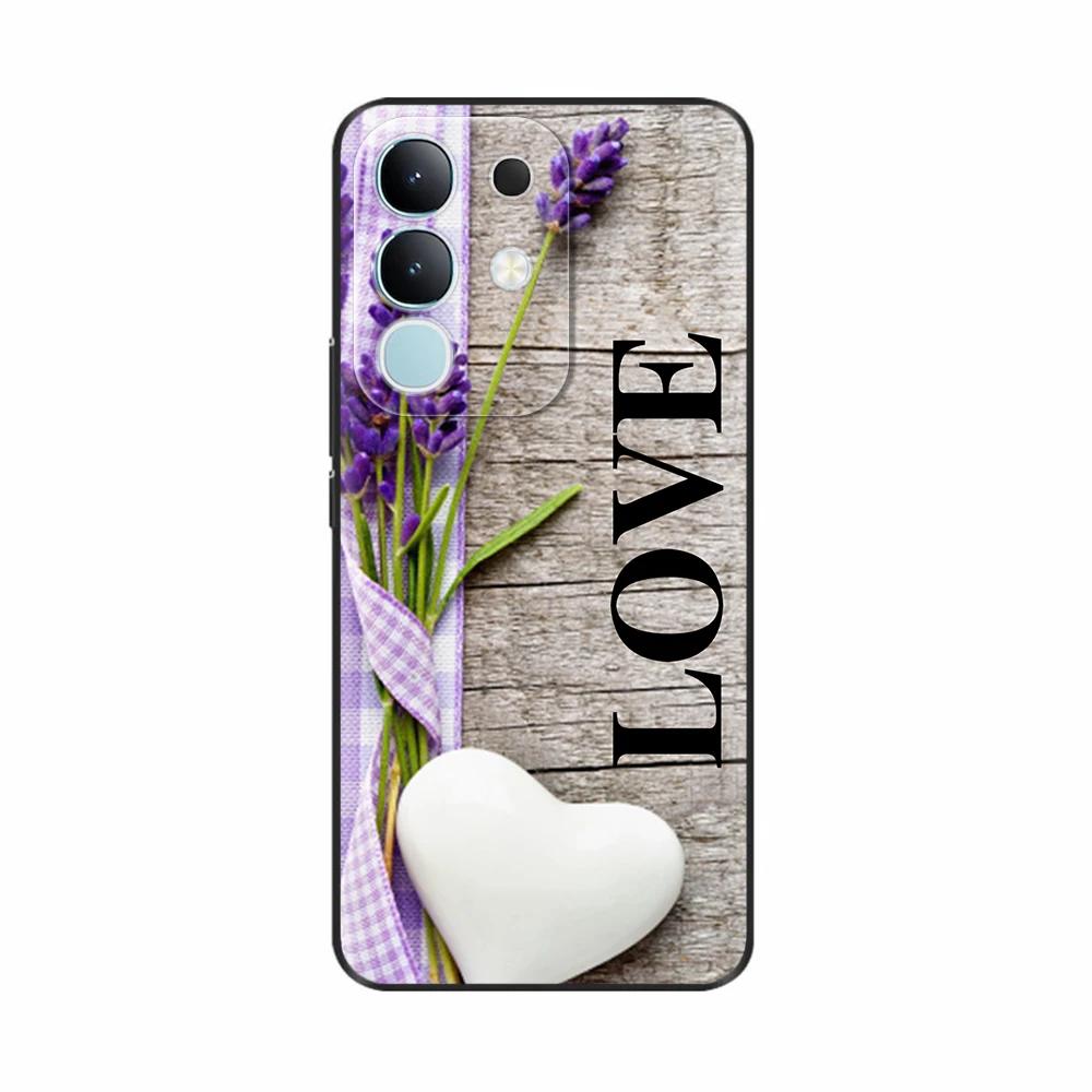For Vivo Y29 4G Black Back Cover Fashion Flower Butterfly Painting Case Soft TPU Silicone Fundas For Vivo Y29 4G Protect Cover