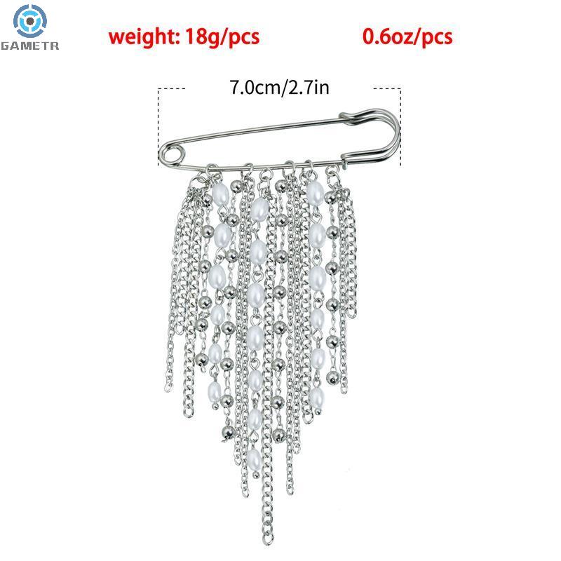 Chic Women’s Pearl Chain Tassel Brooch: Clothing Decor Accessories; Ideal for Pants Adjust, Bag Pendant Gifts.