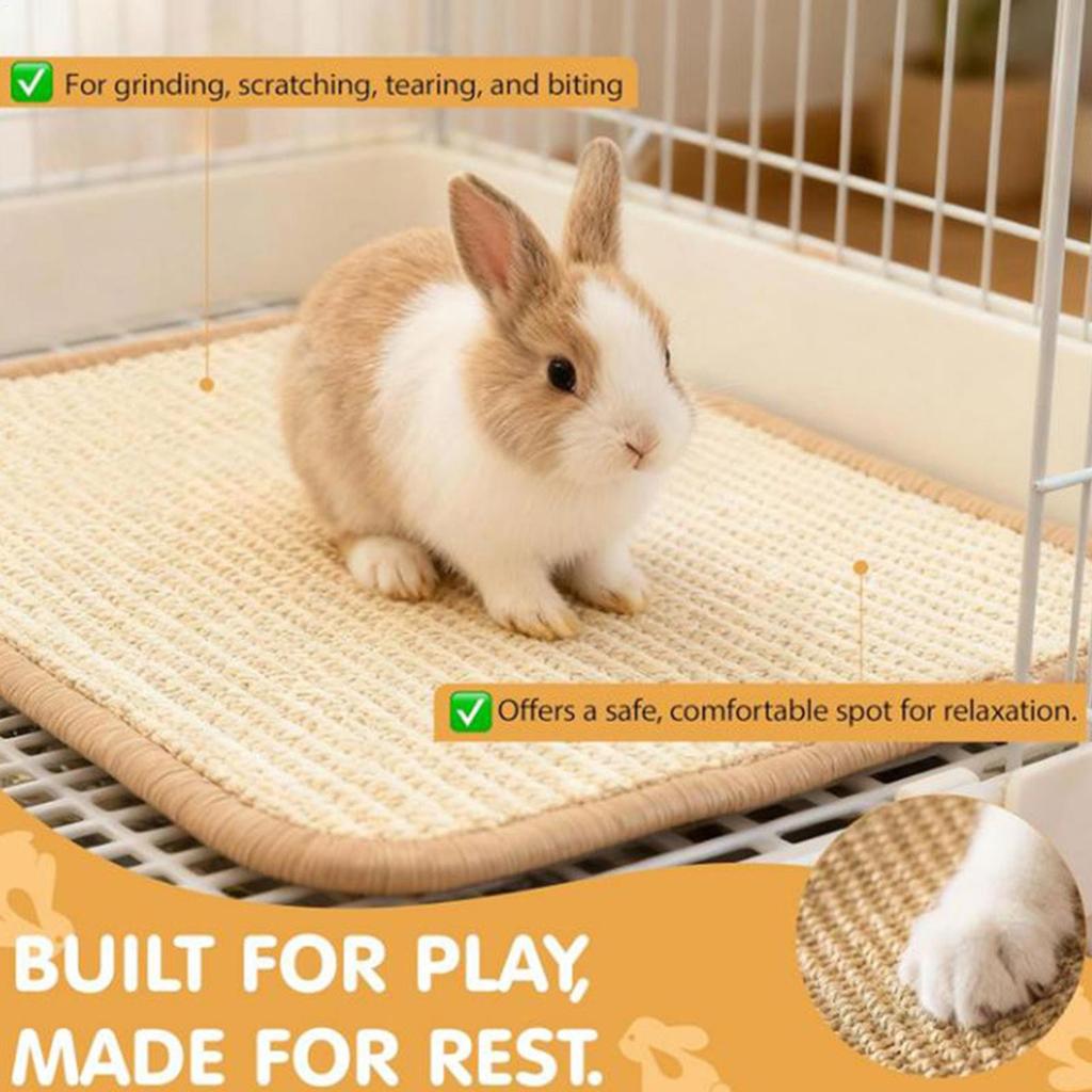 Bunny Scratch Mat Indoor Foraging Scratcher Rug 15.7x23.6 Inches Rabbit Mat for Cage Hutch Floor Home Resting Biting Sleeping