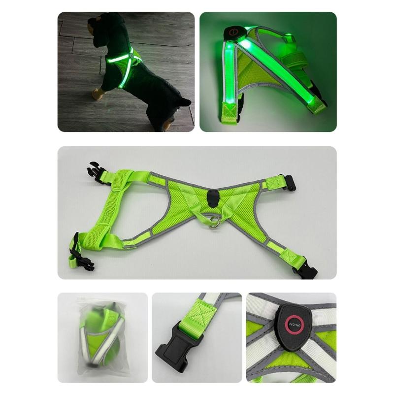 Hundeweste Verstellbares Trainingsgeschirr mit LED-Licht Ausbruchsicher Starkes strapazierfähiges Geschirr Weicher Griff