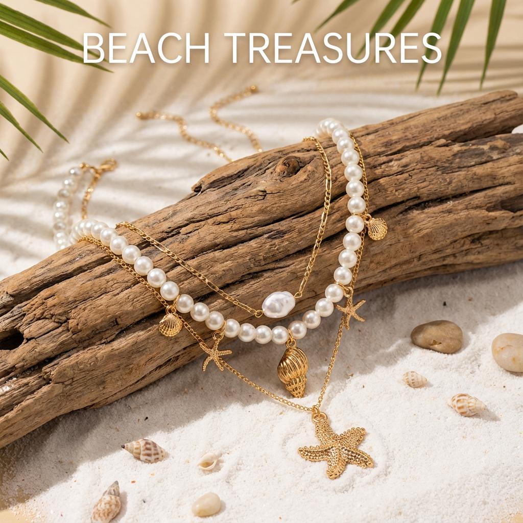 Gold Color Starfish Conch Pendant Necklace For Women Exquisite Imitation Pearl Beads Choker Bohemian Ocean Party Jewelry Gifts