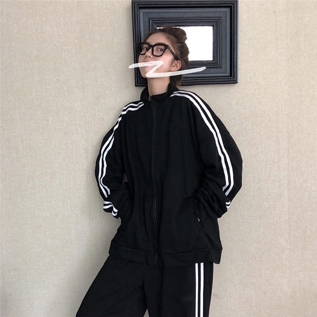 Tracksuit Korean Top and Bottom Loose Plus NTZ011 D.IIZOO Women's Spring/Autumn 2-Piece Set, Style, Set, Sweatshirt, Hoodie, Activewear, Casual,