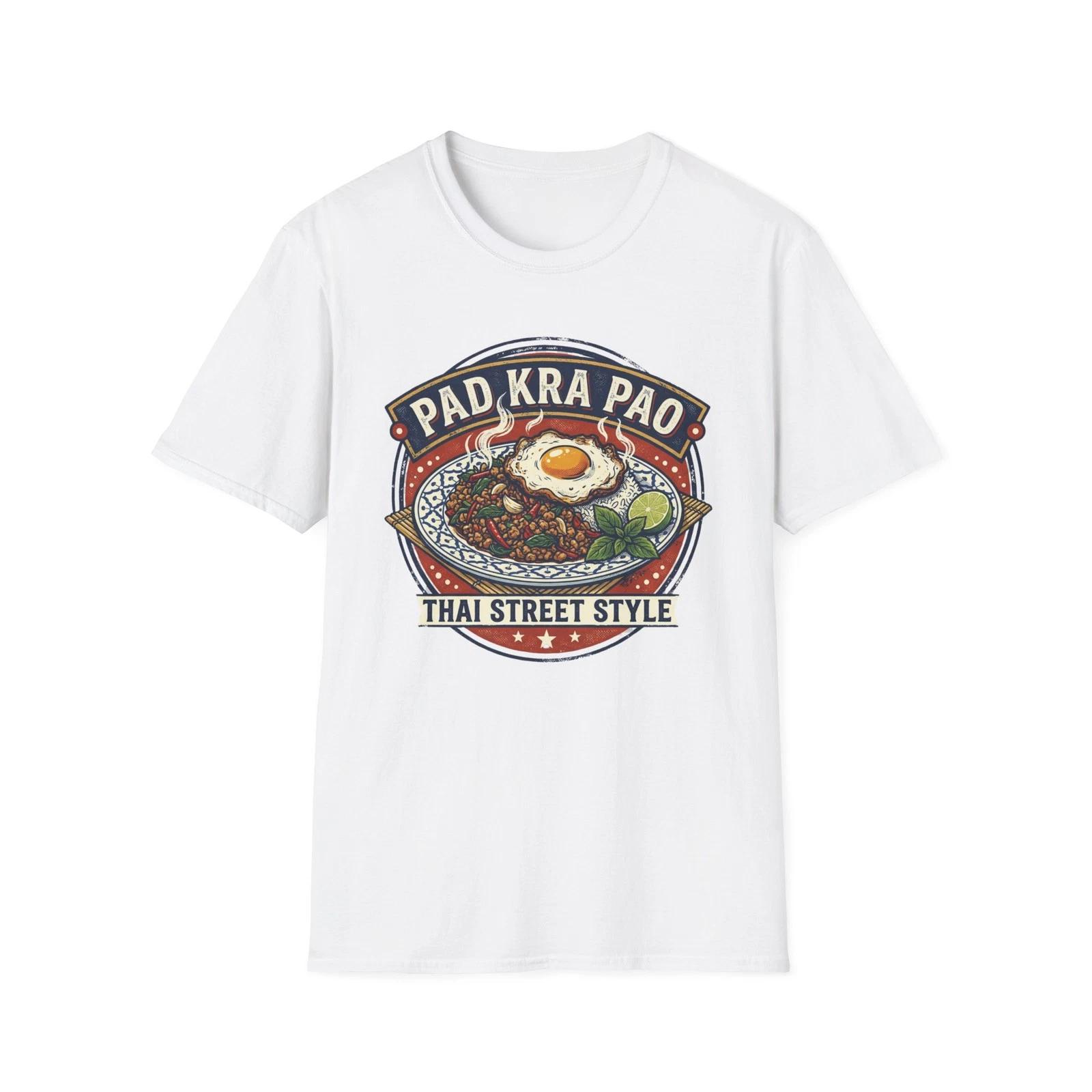 Футболка Pad Kra Pao Графическая футболка с изображением тайской уличной еды Базилик Святой Подарок для него XL
