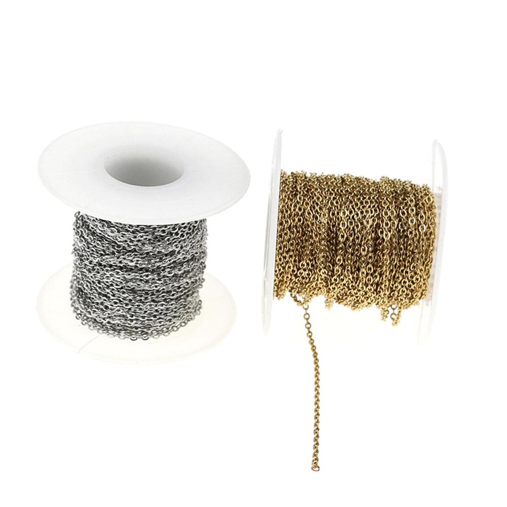 Kettenware 20 Meter/Rolle Edelstahl Kabelgliederketten 1,2/1,5 /2,0/2,5 mm für DIY Halsketten Schmuckherstellung Handwerk