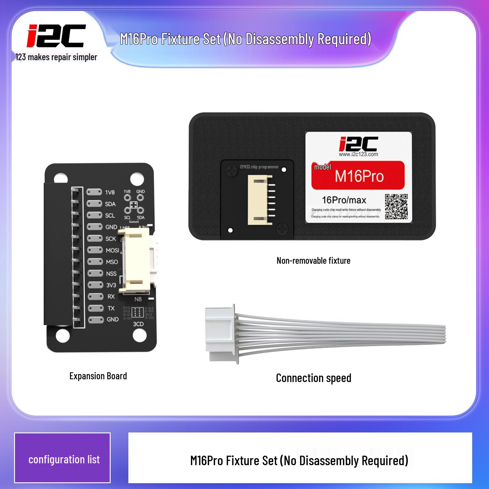 i2c M16Pro Non-Invasive Fixture Kit for iP16pro/Promax Charging Repair (No Soldering, No Layer Separation)