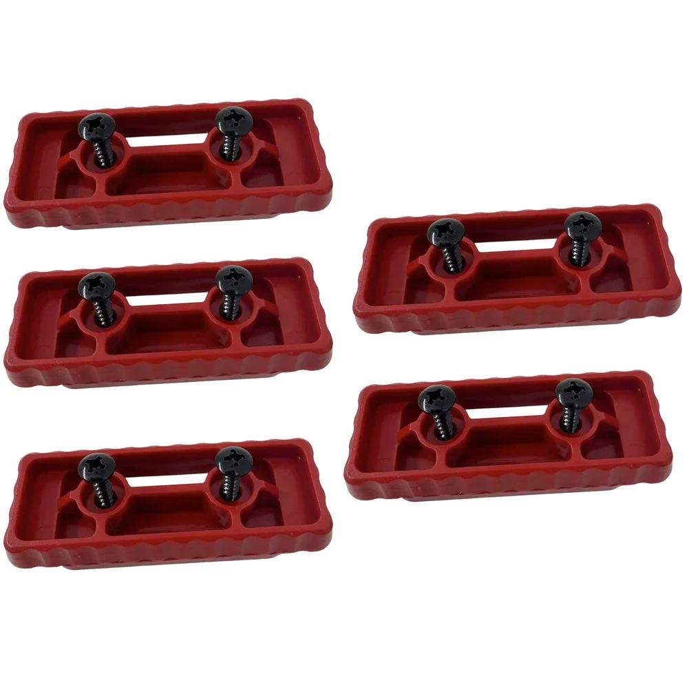 

5 Pieces Mounting Feet for Packout Systems ABS Plastic Fixings to Secure Accessories with Screws or Glue for Durable Attachment червоний