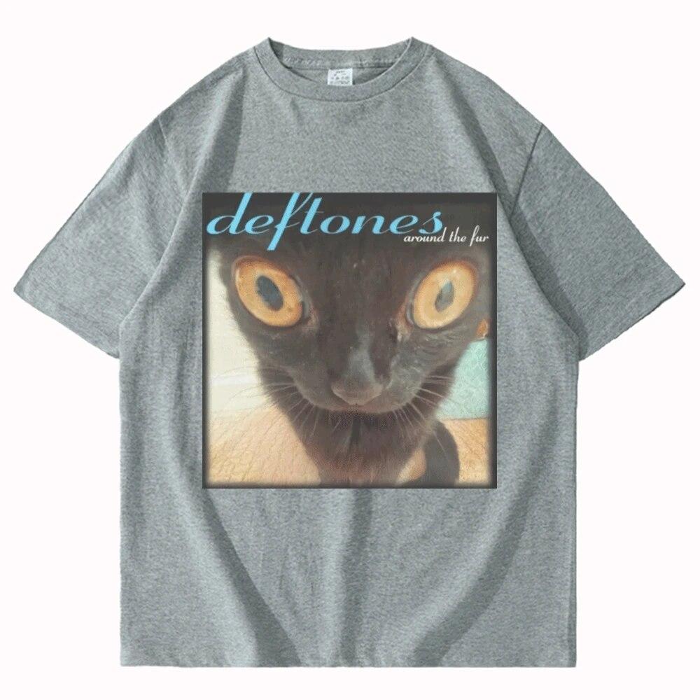 Deftones Around The Fur T-shirt unisex da donna Street Hip-hop Harajuku oversize maniche corte T-shirt in cotone nero alla moda