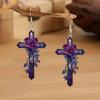 A Pair of Purple Rose Cross Acrylic Earrings, Creative Design, Suitable for Everyday Wear.