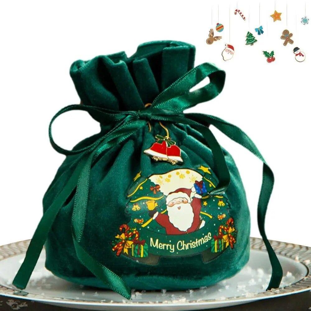 Antlers Christmas Eve Gift Bag Santa Claus Gift Drawstring Pouch Christmas Candy Bag Home Decor