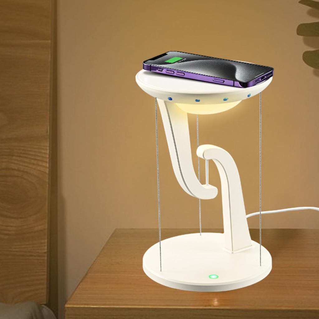 Floating Desk Lamp Round   USB Levitating Table Lamp with Wireless Charging for Bedroom Bedside Night Light Ornament
