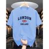 Herren Sommer 100 Baumwolle modisch lässig locker Übergröße London England bedruckt Sport Rundhals Kurzarm T-Shirt Top