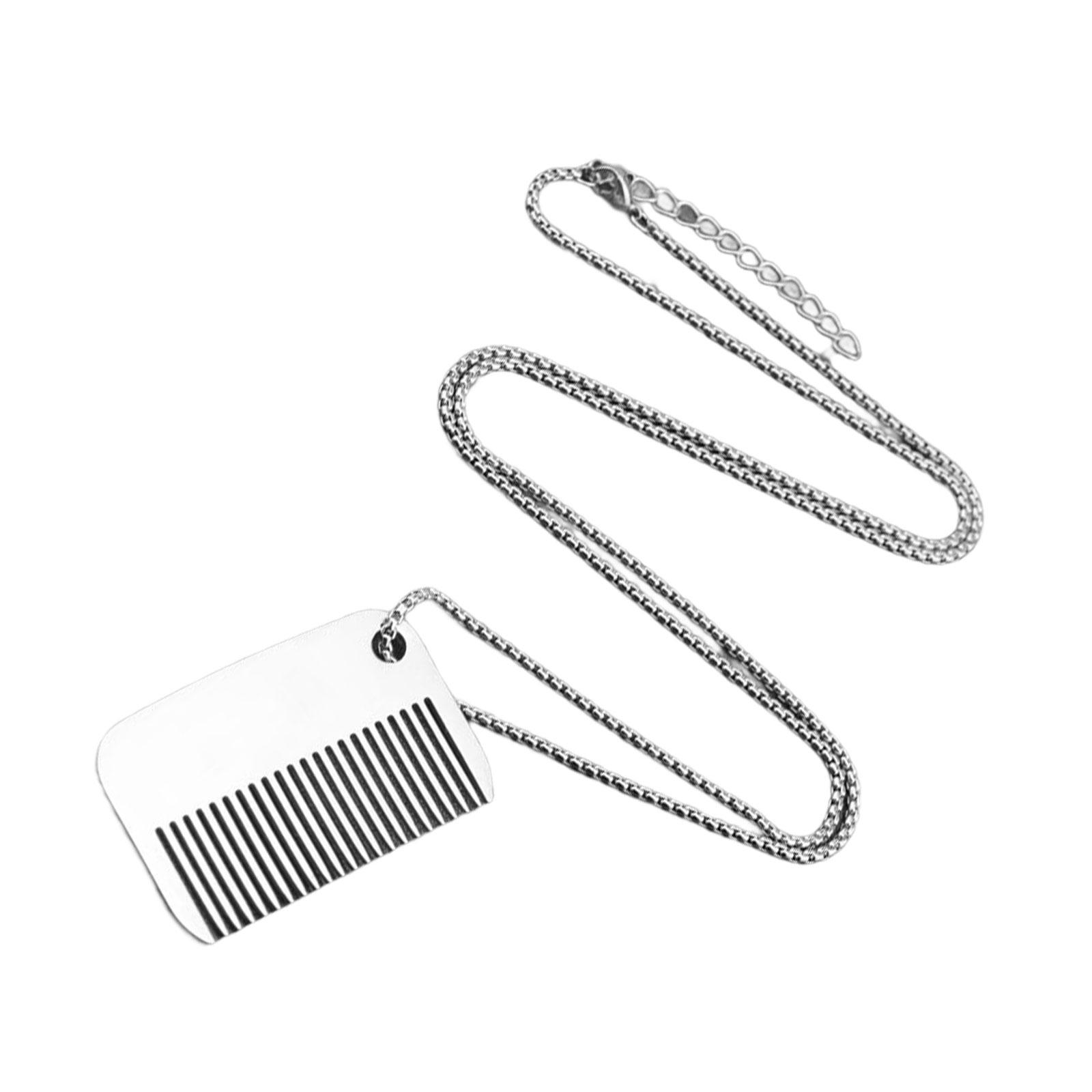 

Small Comb Pendant Necklace Statement Necklace Stainless Steel Chain Necklace for Casual Outfits and Special Event 3