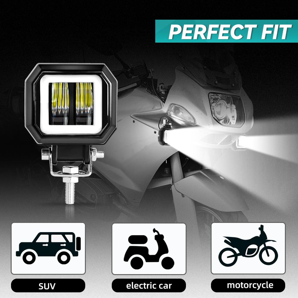 3inch Beam Headlight LED Work Light Bar Spot Driving LED Work Lamp Fog Pods Halo Offroad 4WD Car Boat Truck SUV Pickup ATV