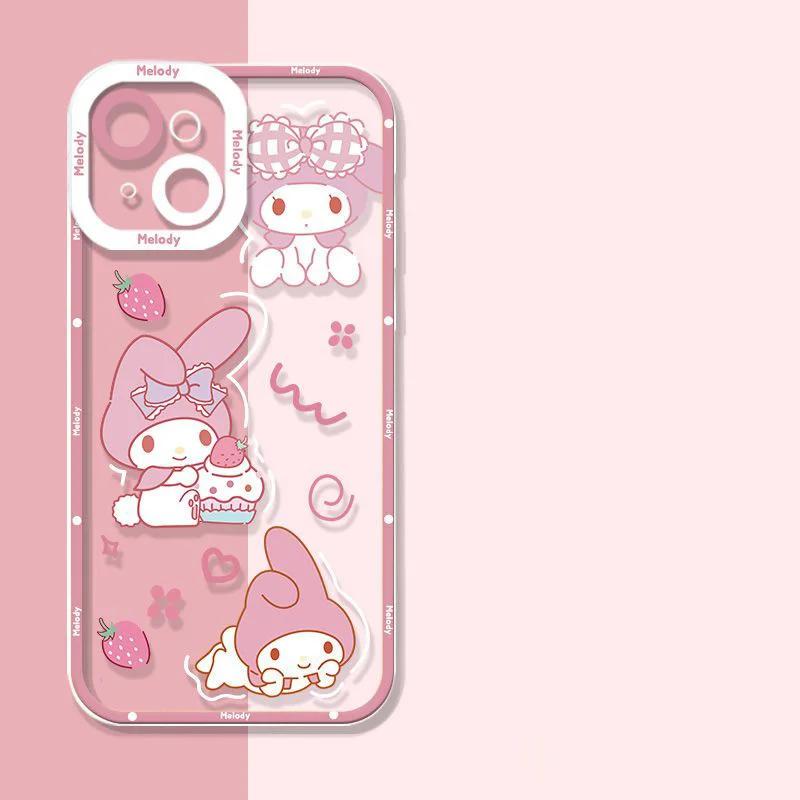 Sanrio Lovely Kuromi Melody Case For Xiaomi MI 15T Pro POCO F7 X7 X6 F5 X4 GT M4 Pro 5G Transparent INS Soft Phone Casing