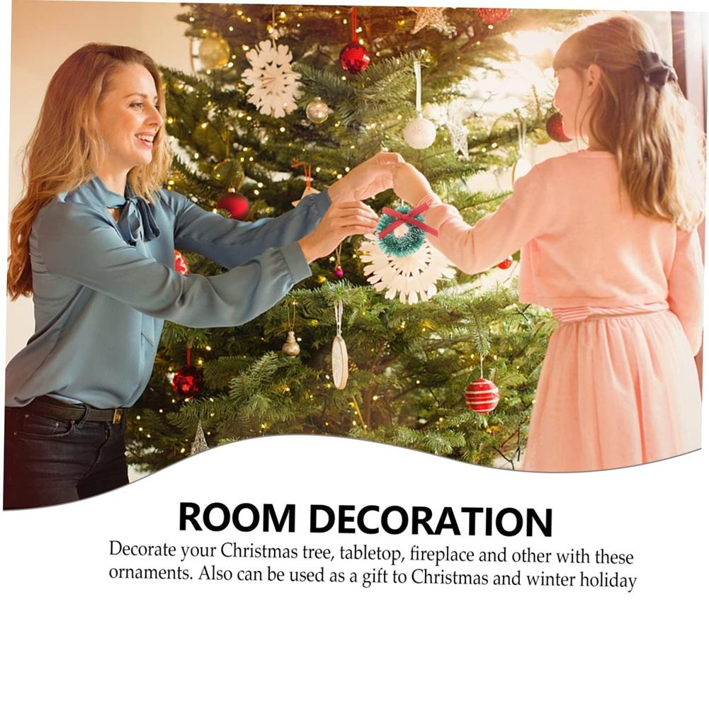 BAAJ-48PCS Christmas Wreath Artificial Garland Mini Christmas Tree Pendant Christmas Dollhouse Embellishments