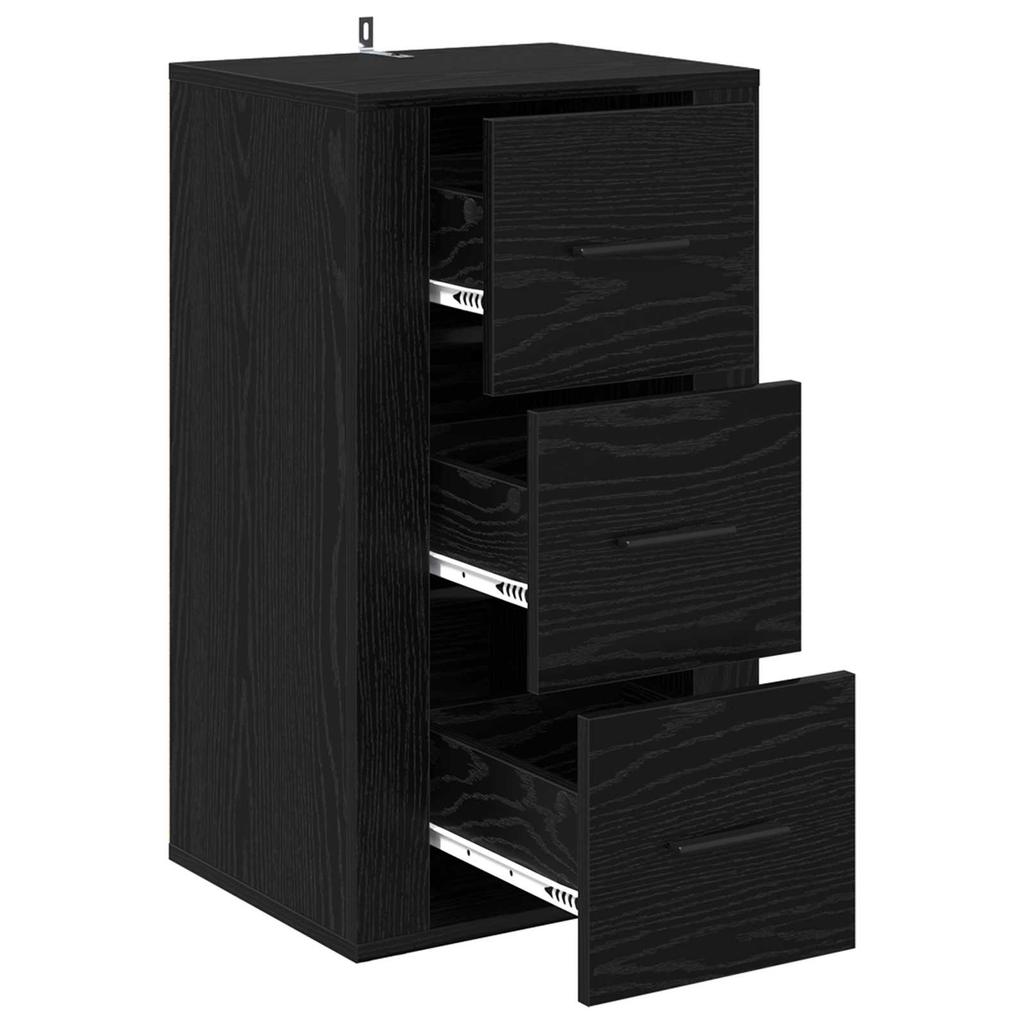 Sideboard in Black Oak Look 40 x 33 x 70 cm Engineered Wood