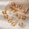 CARLIDANA French Design Stainless Steel Gold Plated U Pearl Bow Flower Earrings for Women's Fashion High Quality Luxury Jewelry