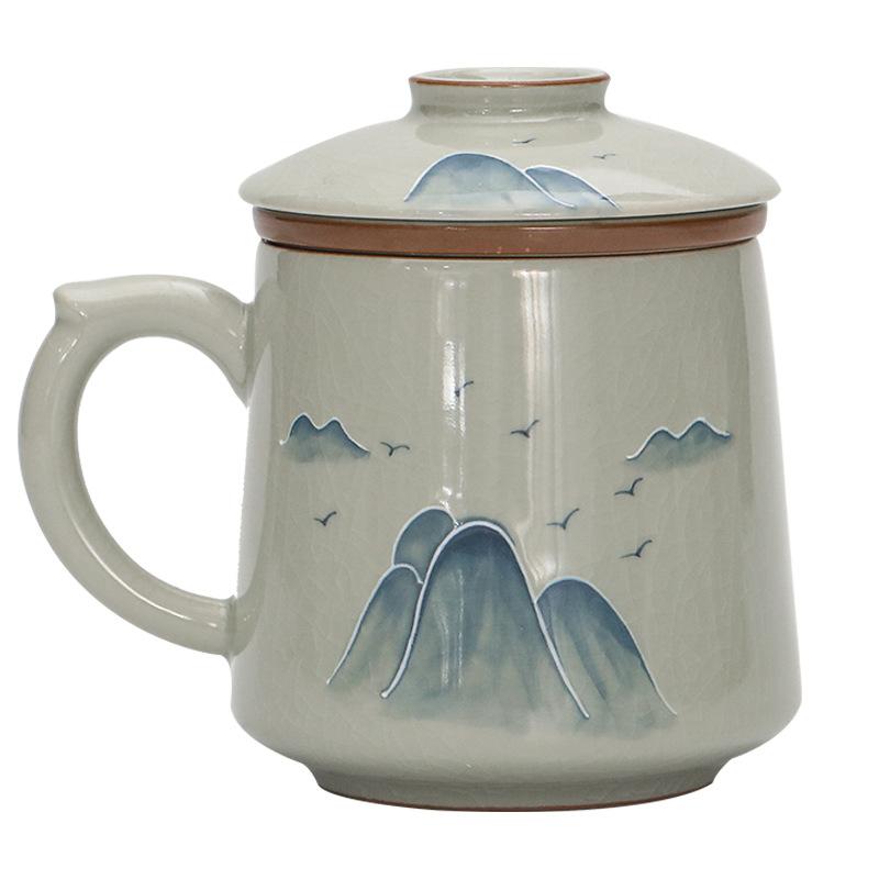 Hand-Painted Ceramic Teacup, Tea Separation Cup, Personal Special Office Cup, High-End Tea Cup Gift