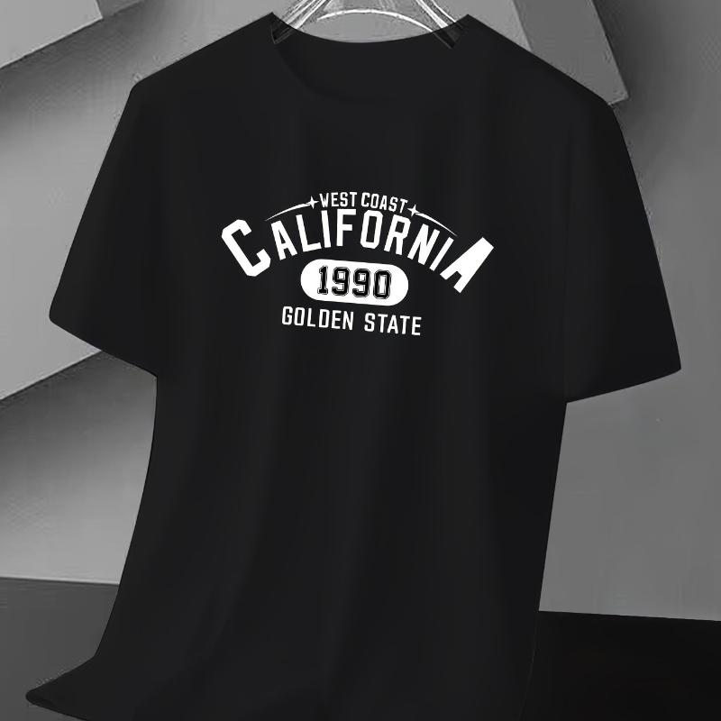 

West Coast California 1990 Golden State Print T-Shirt,Lightweight Summer T-Shirt Breathable Cool, Comfortable Wear XXL чорний