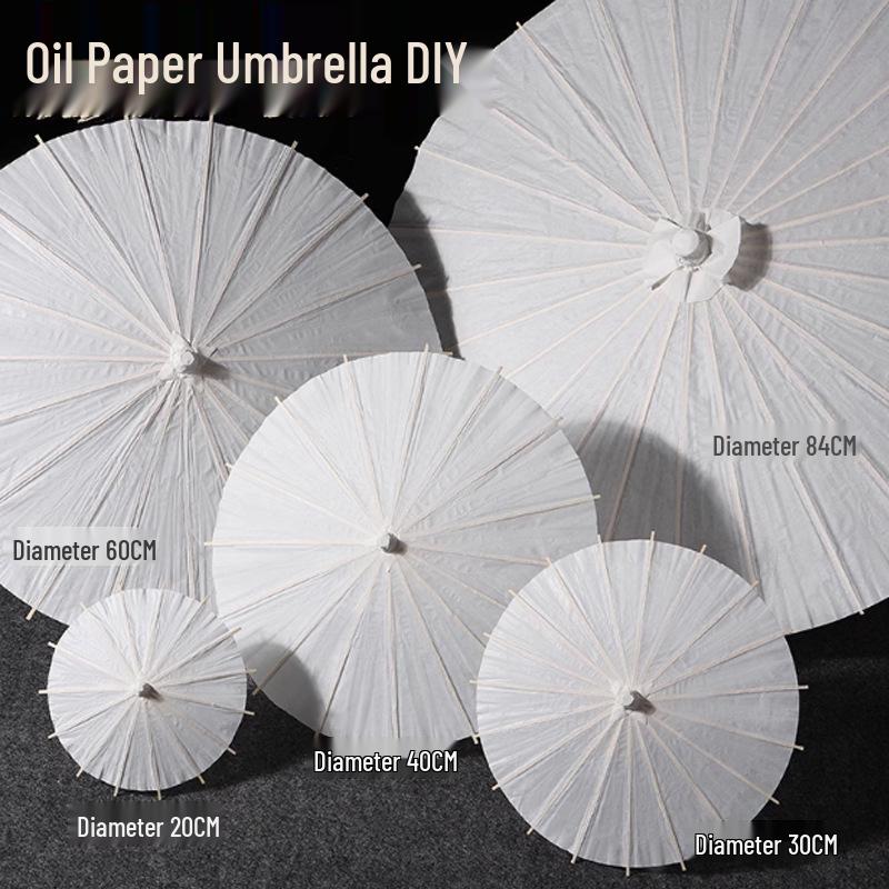 Ombrello di Carta Oleata Bianco per Bambini Pittura Fai-da-Te – Accessorio Fatto a Mano, Dipinto a Mano Stile Antico Bianco