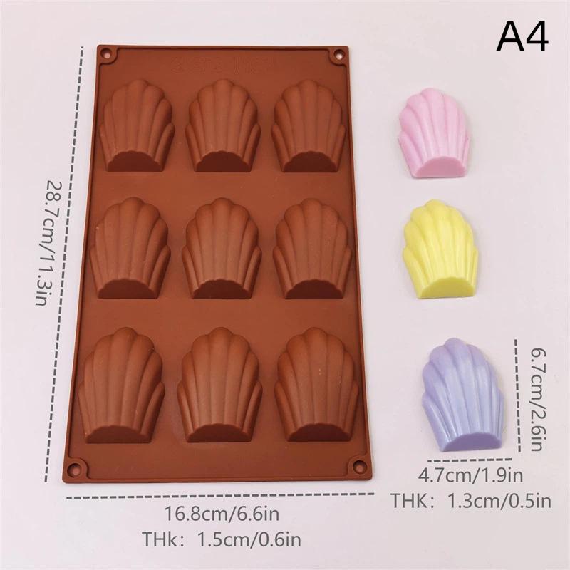 Heat Resistant Silicone Madeline Pan 9 Cavities Nonstick Food Grade Baking Mold for DIY Pastry Cookie