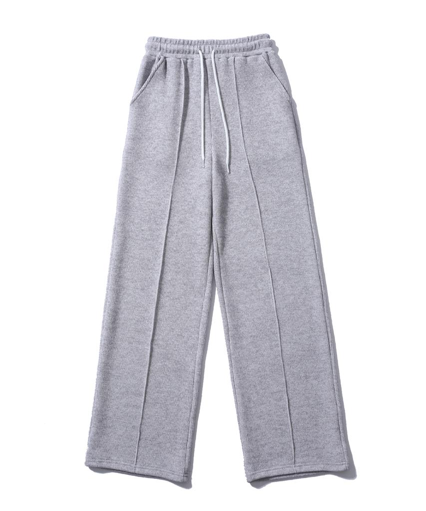 Sseochi410 Knit Pintuck Pants White Gray