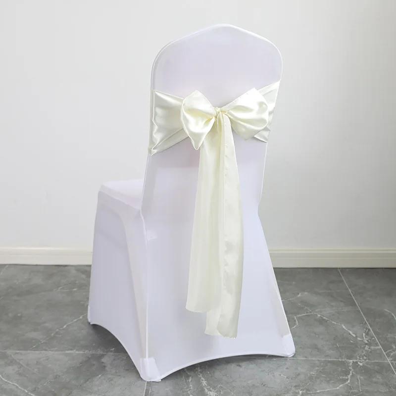 10/50pcs Satin Chair Sash Bows Chair Cover Ribbons For Wedding Banquet Party Baby Shower Event graduation ceremony Decoration