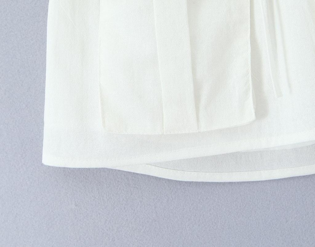2025 Autumn European & American Style Women's White One-Shoulder Tie-Up Top