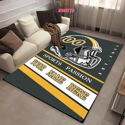 1 Stück Individueller Teppich für Schlafzimmer Personalisierte Bereichsteppiche mit Ihrem Namen und Ihrer Nummer Individueller Fußballteppich Geschenke für Männer Fans Frauen Kinder