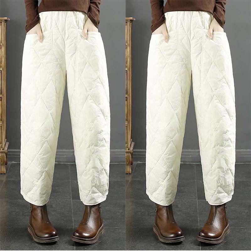 Ultra-lightweight Down Pants Women's High-end Loose Outer Wear Winter Thickened High-waist Straight Cotton Pants