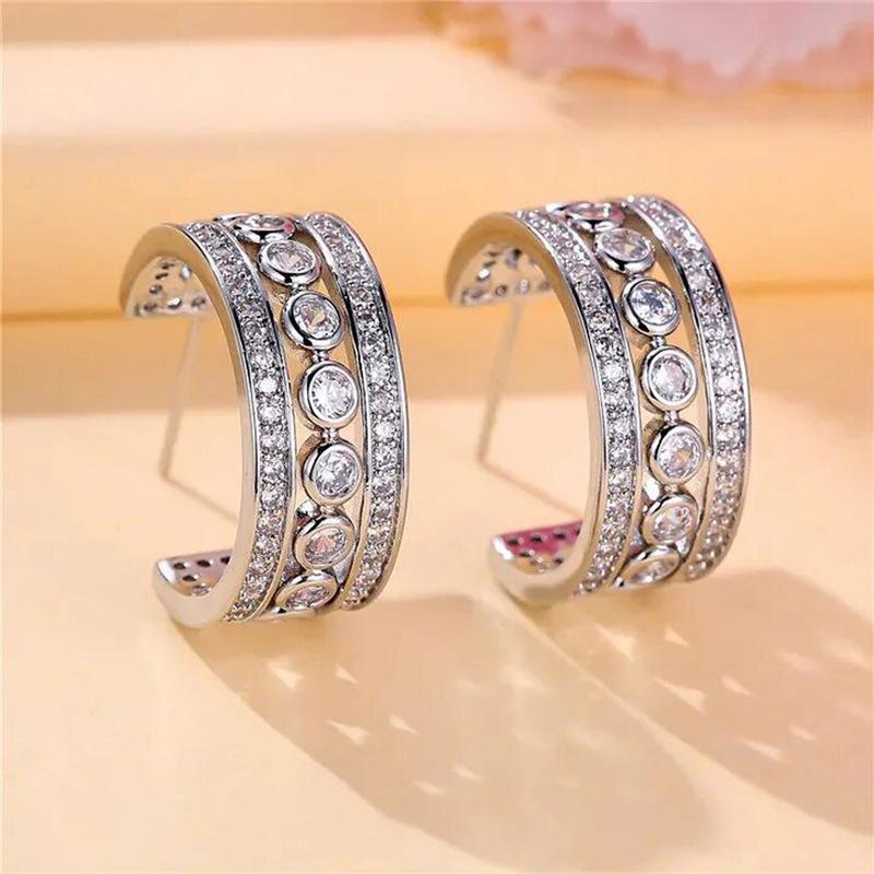 Fashion Copper Alloy Zircon Jewellery Drop Earrings For Women Wedding Party Gifts