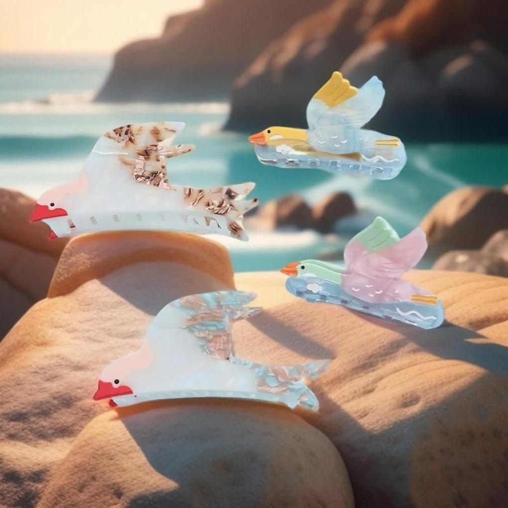 

Women s Marine Seagull Swallow Bird Transparent Hairpin Clip D