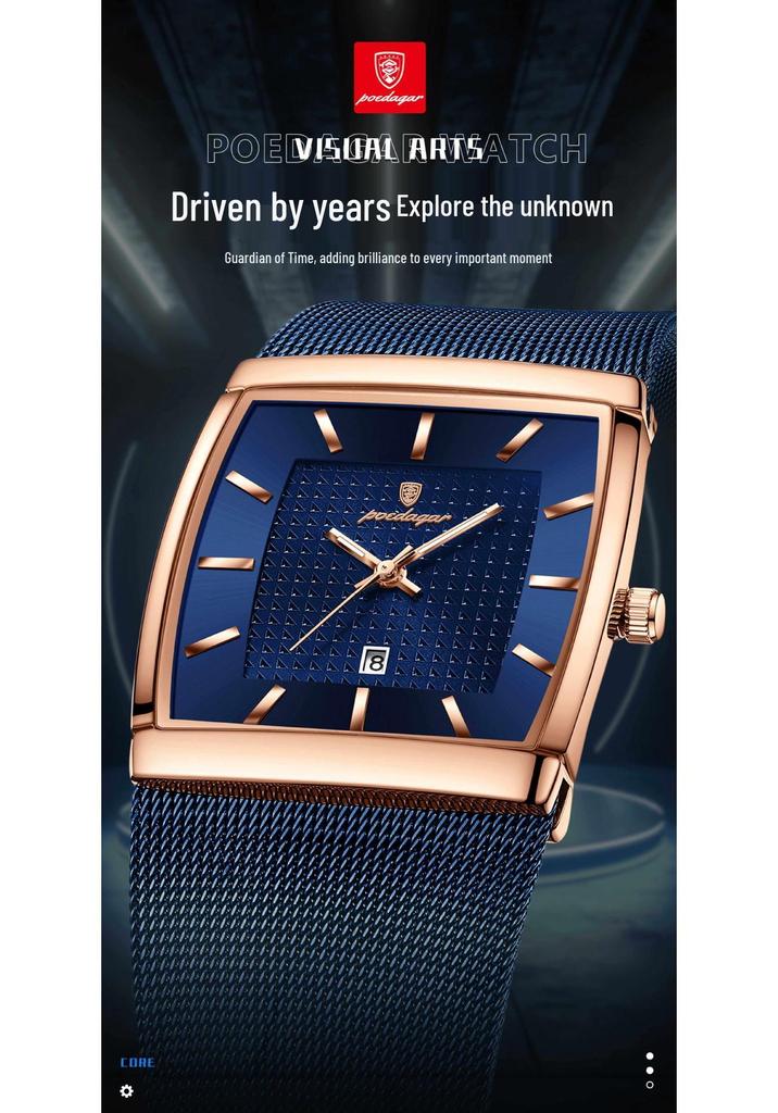 Swiss Men's Ultra-Thin Waterproof Quartz Watch with Calendar and Luminous Features