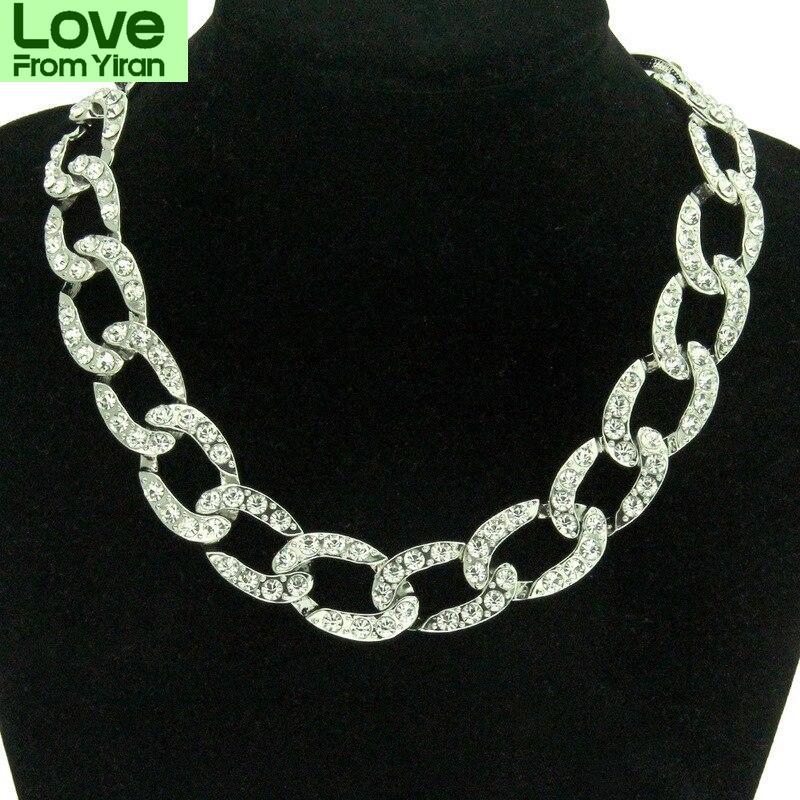 

Роскошное ожерелье Iced Out для женщин, кубинское звено цепи, чокер, хип-хоп, стразы, ожерелье в стиле панк, женские ювелирные изделия 90cm chain