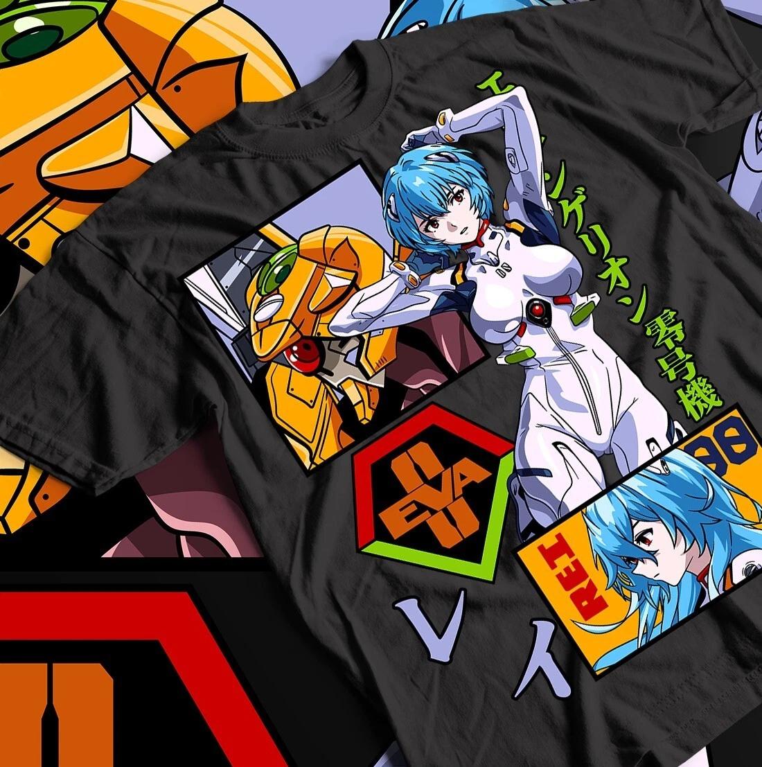 

Neon Genesis Evangelion T-Shirt Eva Anime Cotton T-Shirt Printed Top Men s and Women s Streetwear S