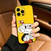 Cute CupHead And MugMan Phone Case For iPhone 12 13 14 15 16 17 Pro Max, Lightweight and Practical Soft Black Cover