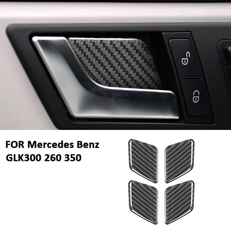 

Carbon Fiber Car Inner Door Pull Handle Bowl Ring Panel Interior Decoration Sticker For Mercedes Benz GLK 300 260 350 2008-2015 чорний