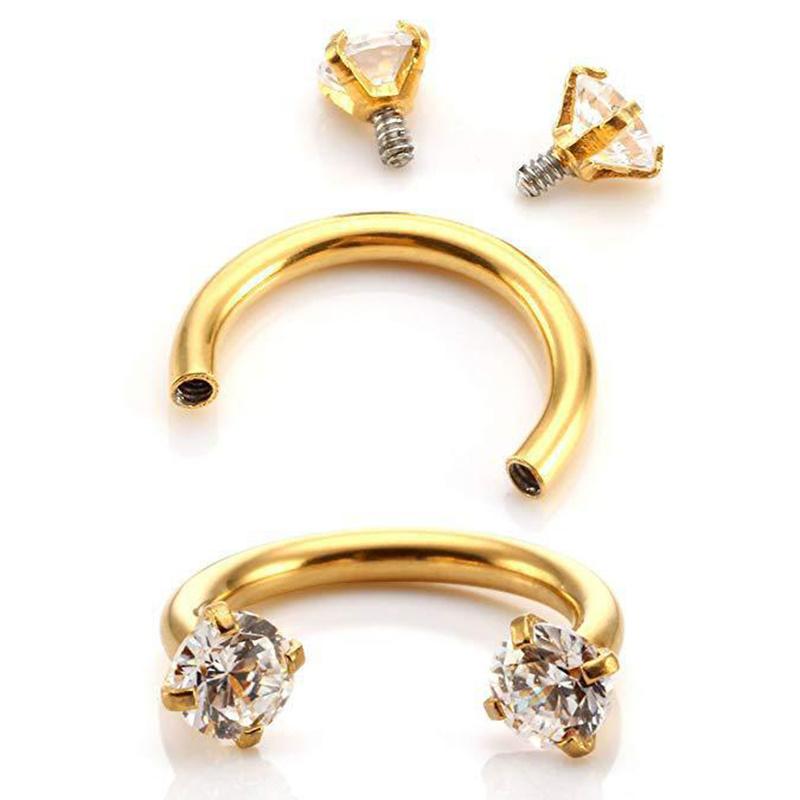 Stainless Steel Crystal Hoop Ring Piercing Nose Ear Belly Button Rings Women Men Cartilage Helix Earrings Daith Piercing Jewelry