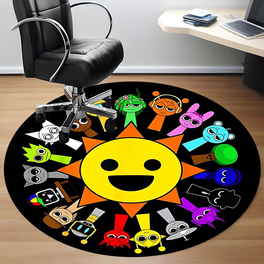 1PC Rainbow Friends Office Round Rug, Non-slip, Soft and Durable Office Rug for Interior Decoration, Perfect for Office, Beautiful Decoration