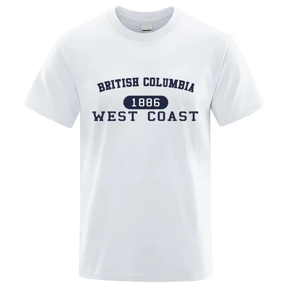 British 1886 West Coast Letter Tshirt Men Women Fashion Clothes Tshirt Hip Hop T-Shirt Cotton Short Sleeve 80552
