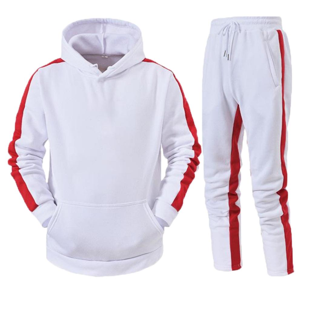 Men'S Hooded Sportswear Two-Piece Long Sleeved Pullover Hoodie Sweatshirt+Sweatpants Set