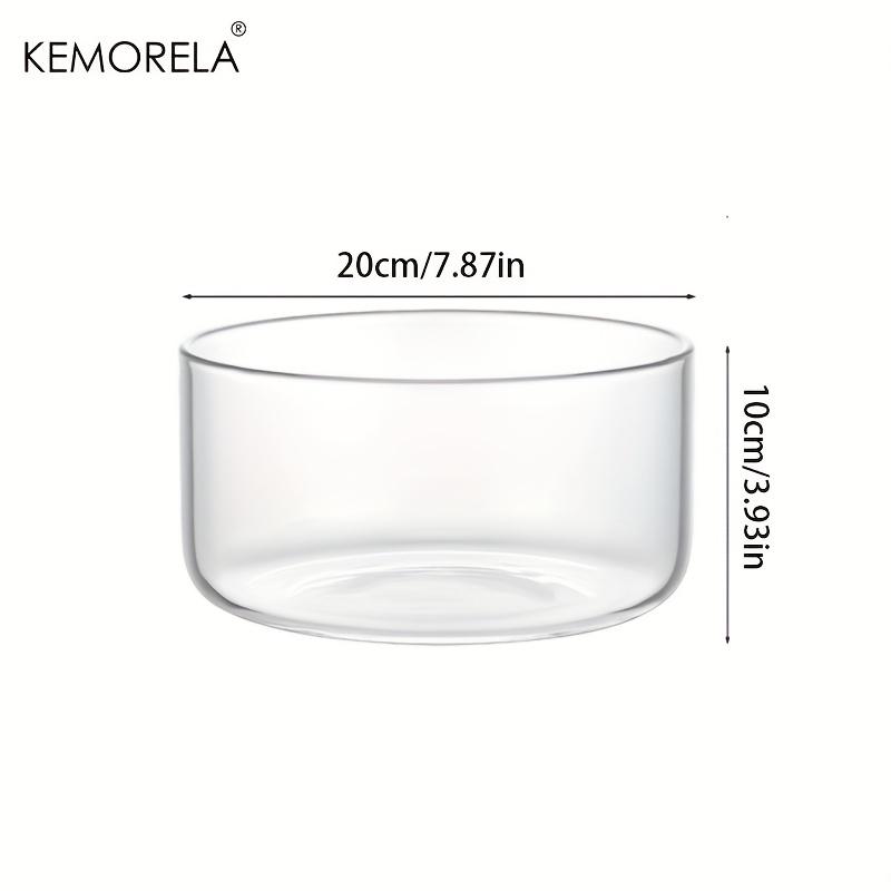KEMORELA Große Salatschüssel aus klarem Glas - Modernes rundes Design für Eiscreme, Kuchen, Obst und Gemüse, Mikrowellen- und spülmaschinenfest