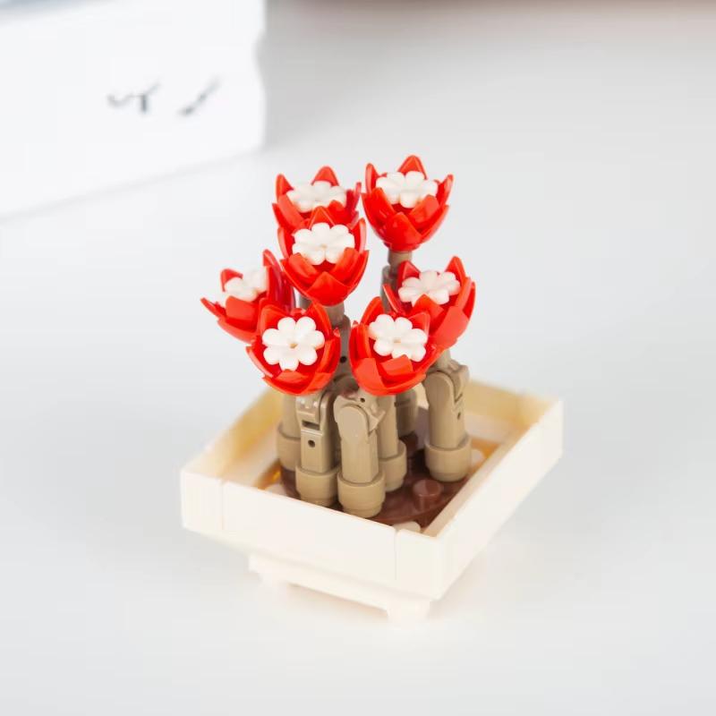 Mini Building Blocks Flower Children's Girls Mini Art Building Blocks Toy DIY Valentine's Day Gift