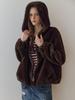Maxza Hooded Faux Fur Zip-Up Jacket