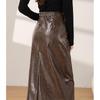 Retro Modern PU Leather Midi Skirt